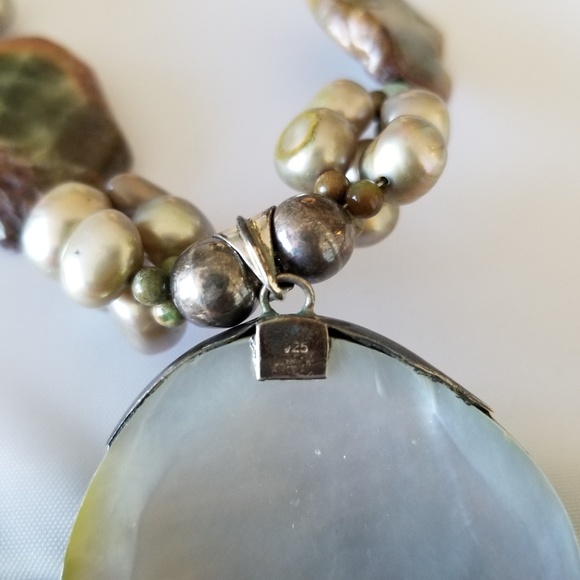 Artisan Sterling, Pearls & Abalone Necklace - Picture 6 of 6